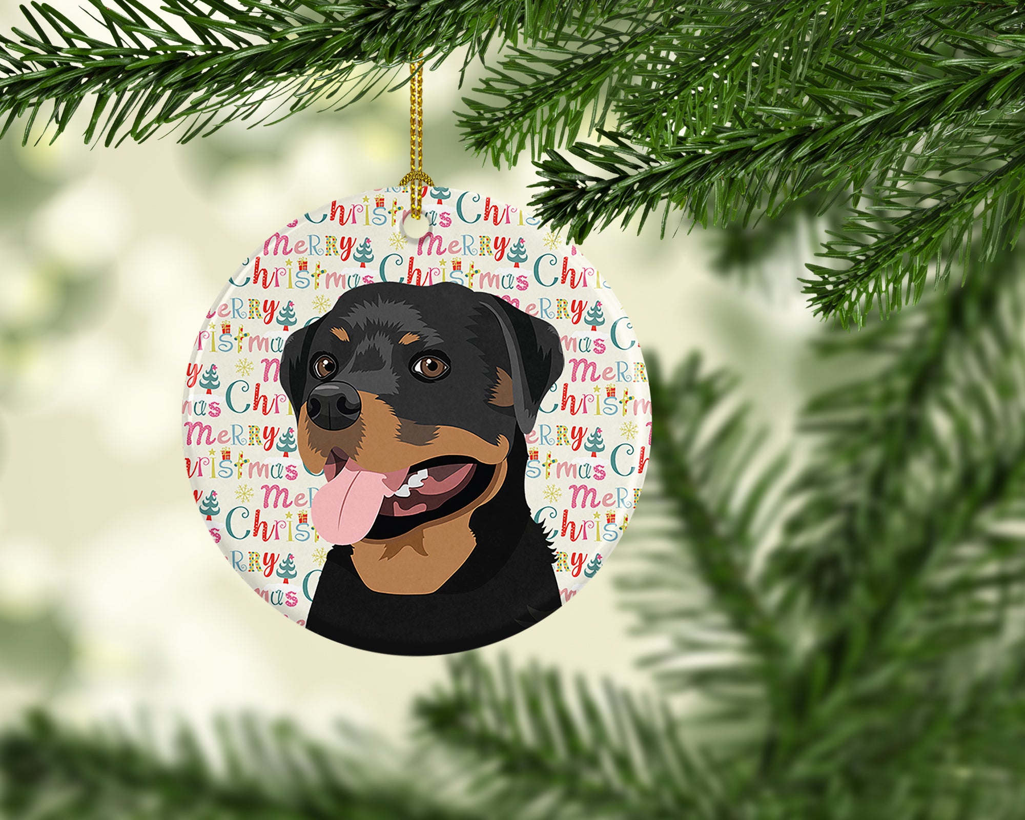 Rottweiler Black and Tan #1 Christmas Ceramic Ornament - the-store.com
