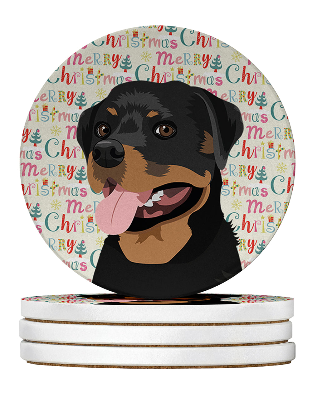 Buy this Rottweiler Black and Tan #1 Christmas Large Sandstone Coasters Pack of 4