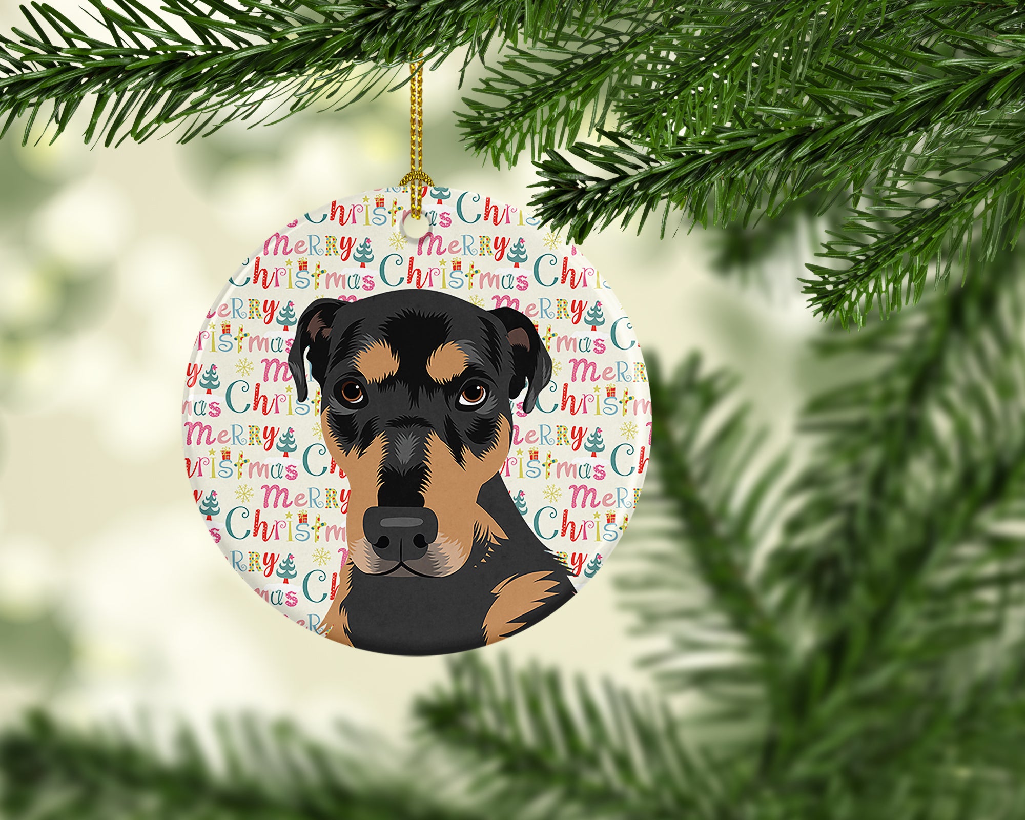 Rottweiler Black and Tan #2 Christmas Ceramic Ornament - the-store.com