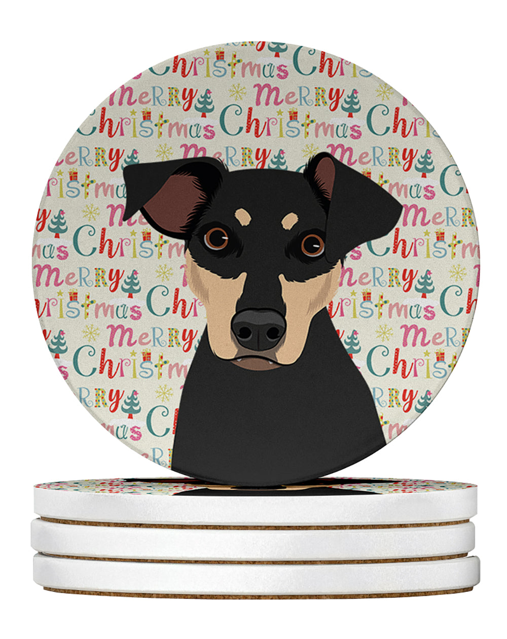 Buy this Rottweiler Black and Tan #3 Christmas Large Sandstone Coasters Pack of 4