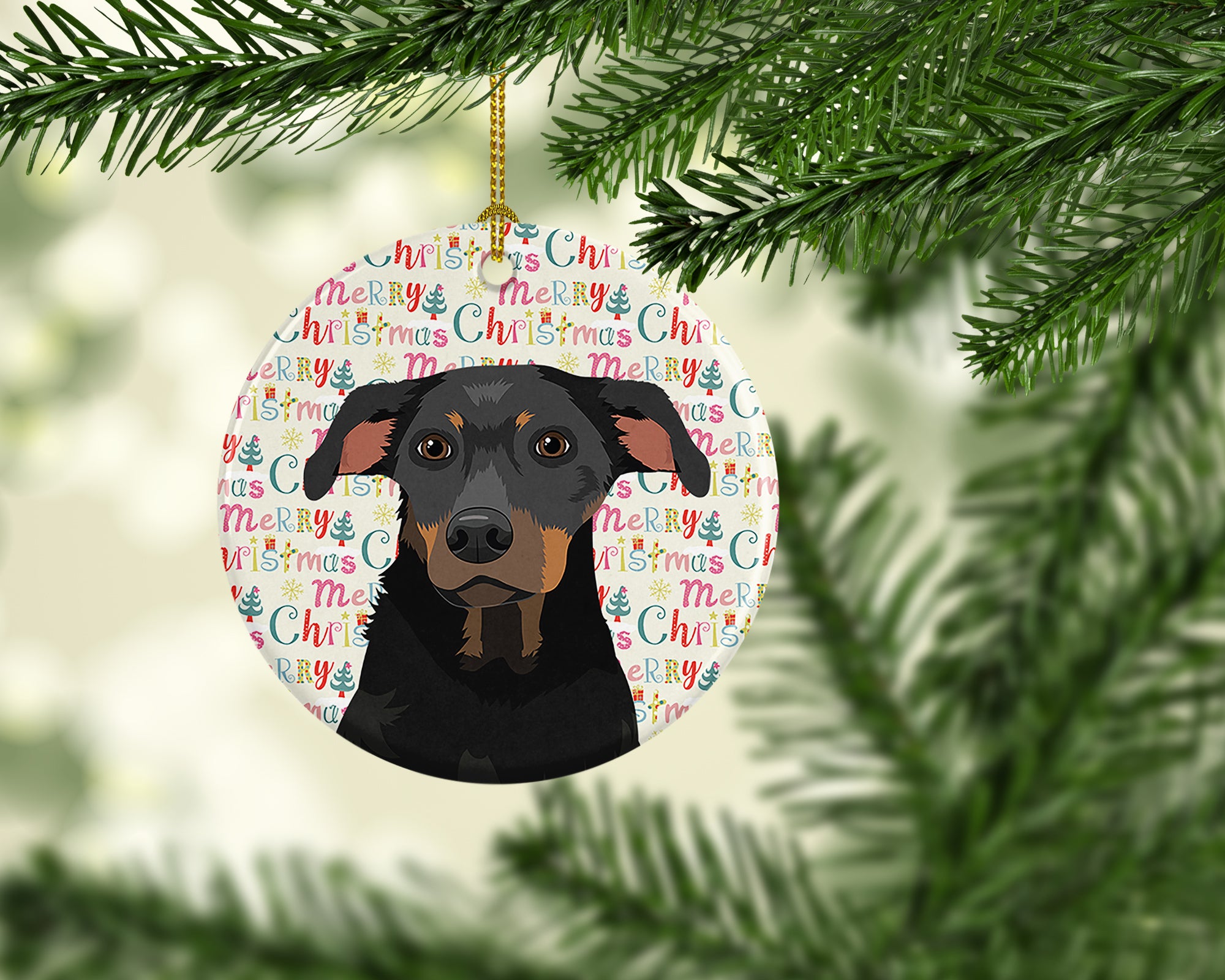 Rottweiler Black and Tan #5 Christmas Ceramic Ornament - the-store.com