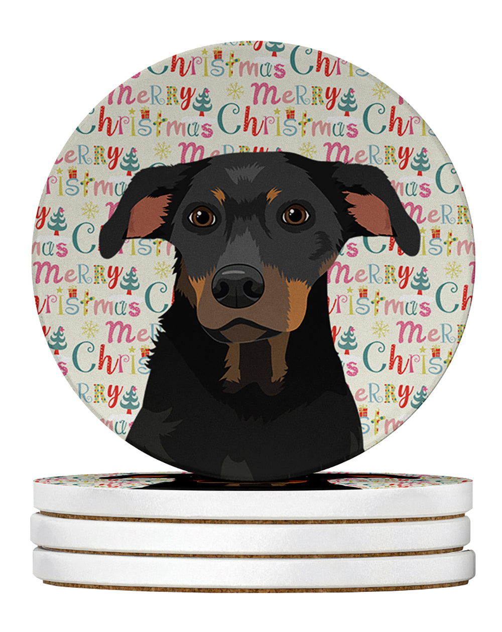 Buy this Rottweiler Black and Tan #5 Christmas Large Sandstone Coasters Pack of 4