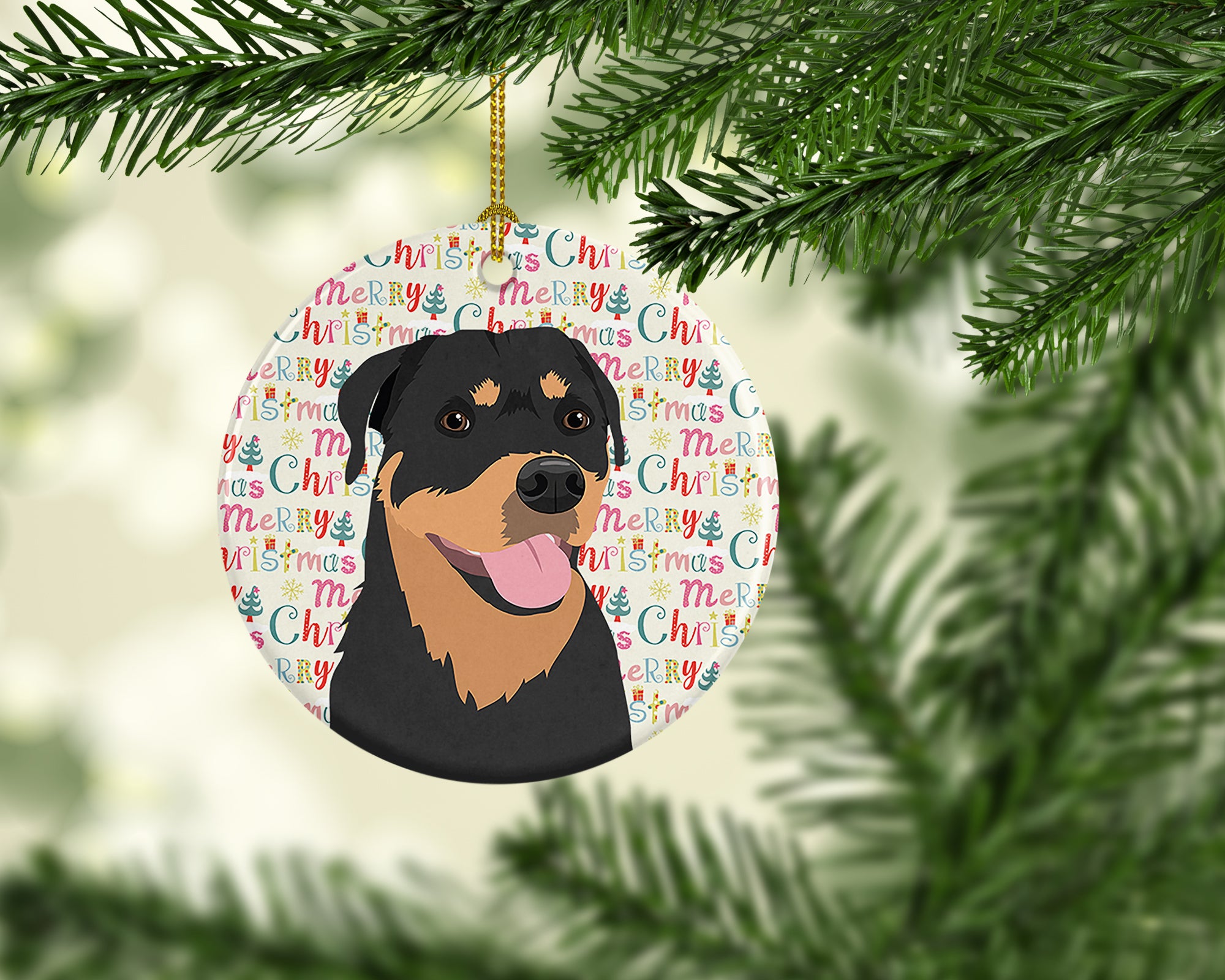 Rottweiler Black and Tan #7 Christmas Ceramic Ornament - the-store.com