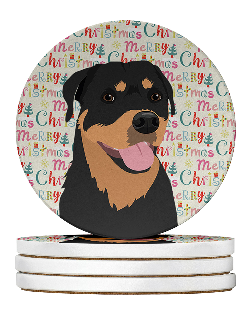 Buy this Rottweiler Black and Tan #7 Christmas Large Sandstone Coasters Pack of 4