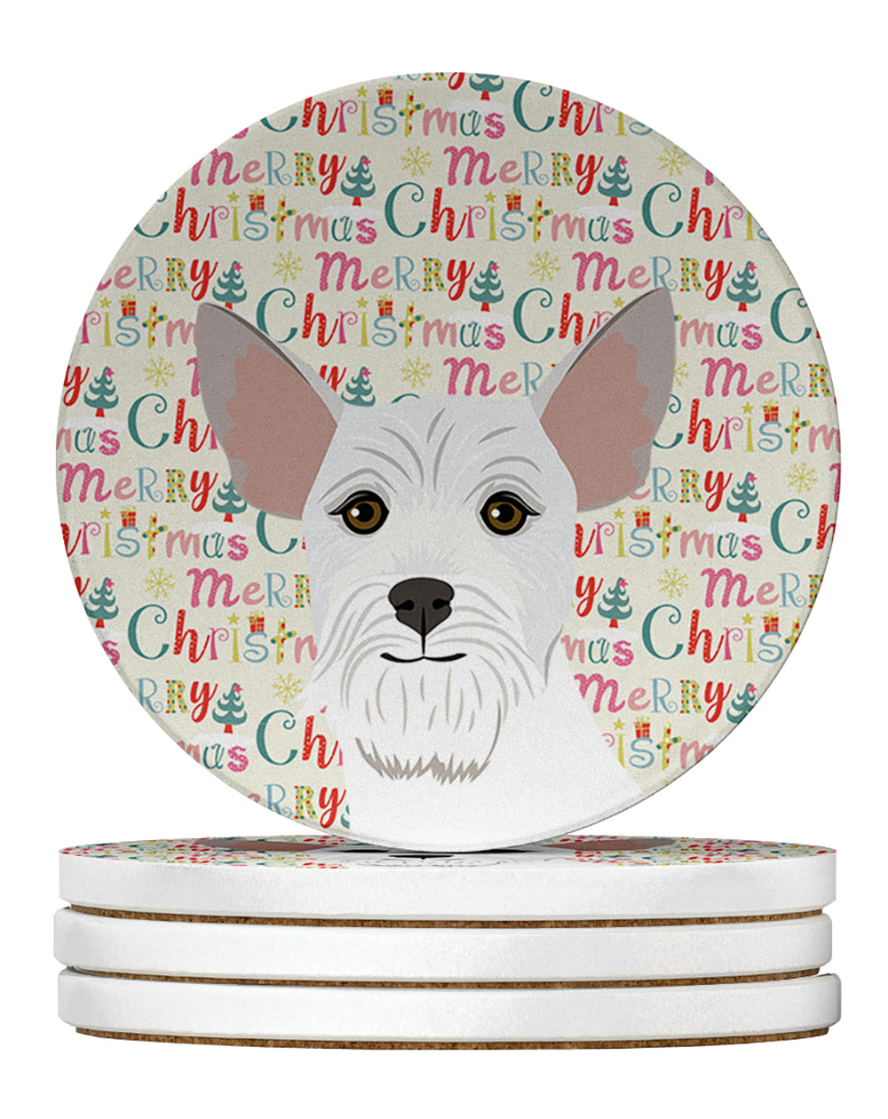 Buy this Schnauzer White #2 Christmas Large Sandstone Coasters Pack of 4