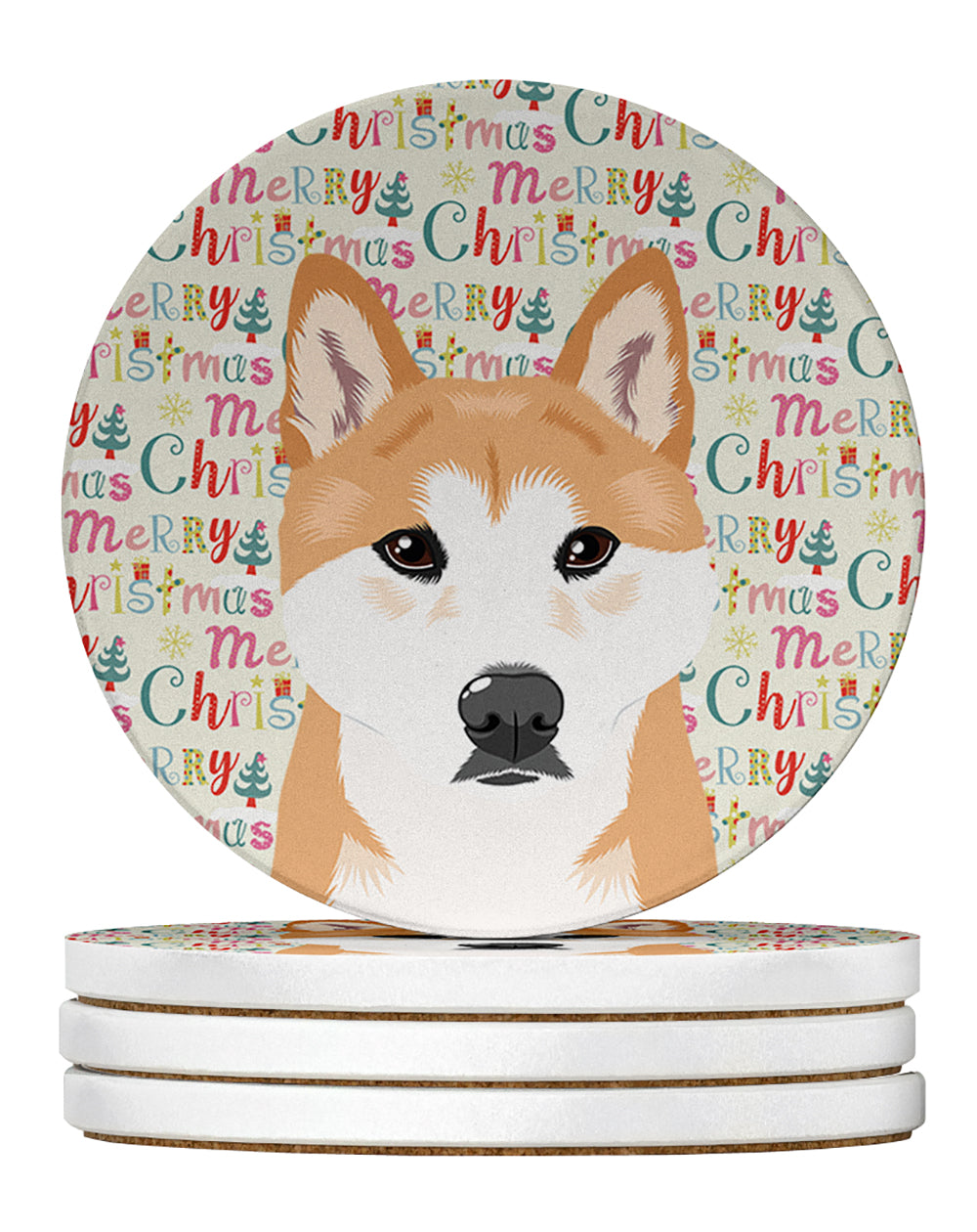Buy this Shiba Inu Red #1 Christmas Large Sandstone Coasters Pack of 4