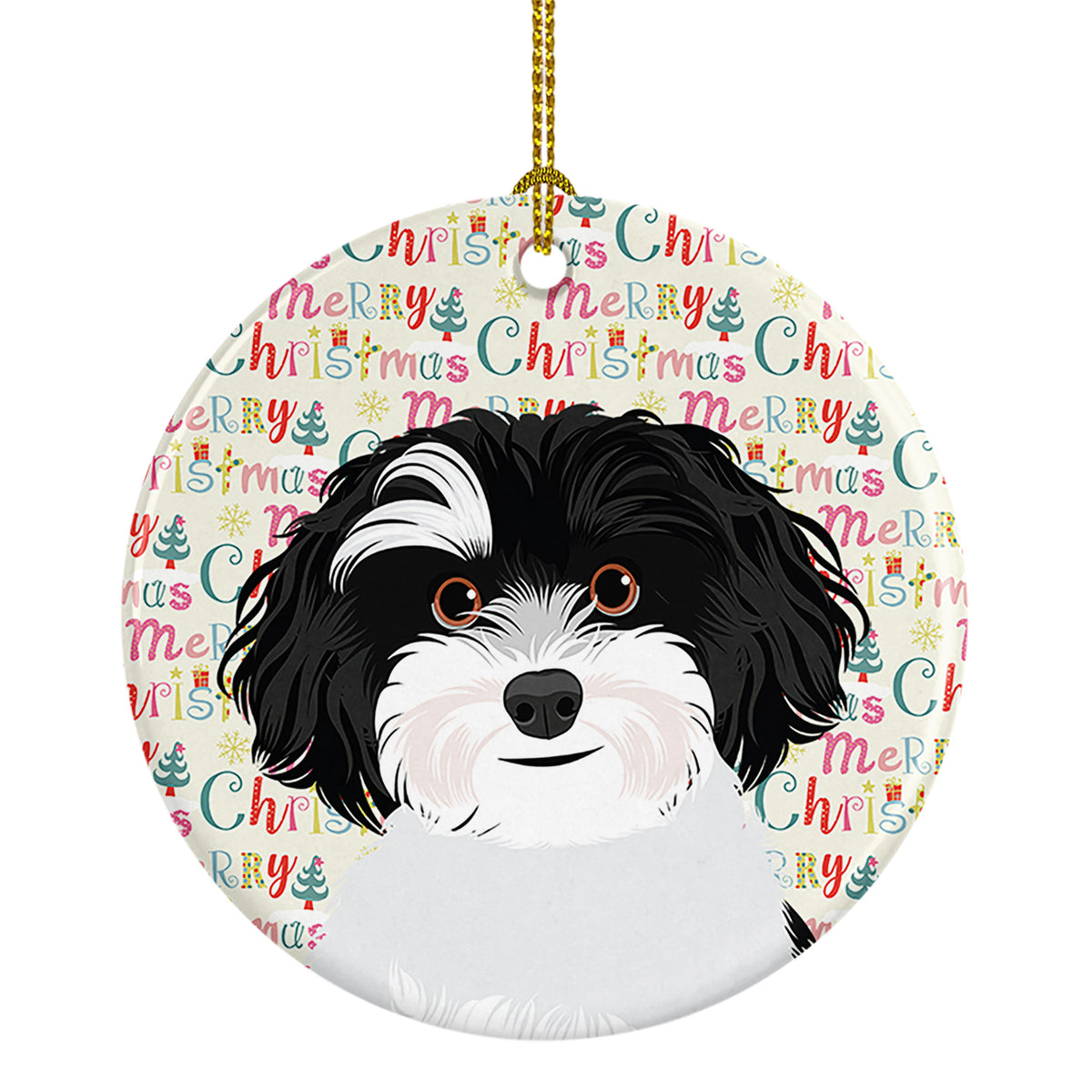 Buy this Shih-Tzu Black and White #1 Christmas Ceramic Ornament