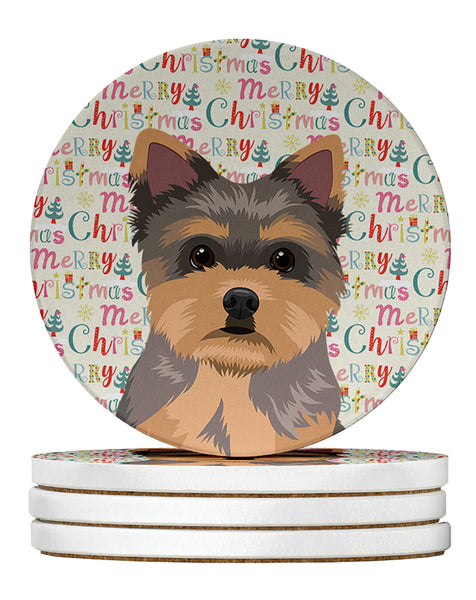 Buy this Yorkie Chocolate Puppy Christmas Large Sandstone Coasters Pack of 4