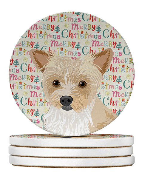 Buy this Yorkie Parti Christmas Large Sandstone Coasters Pack of 4