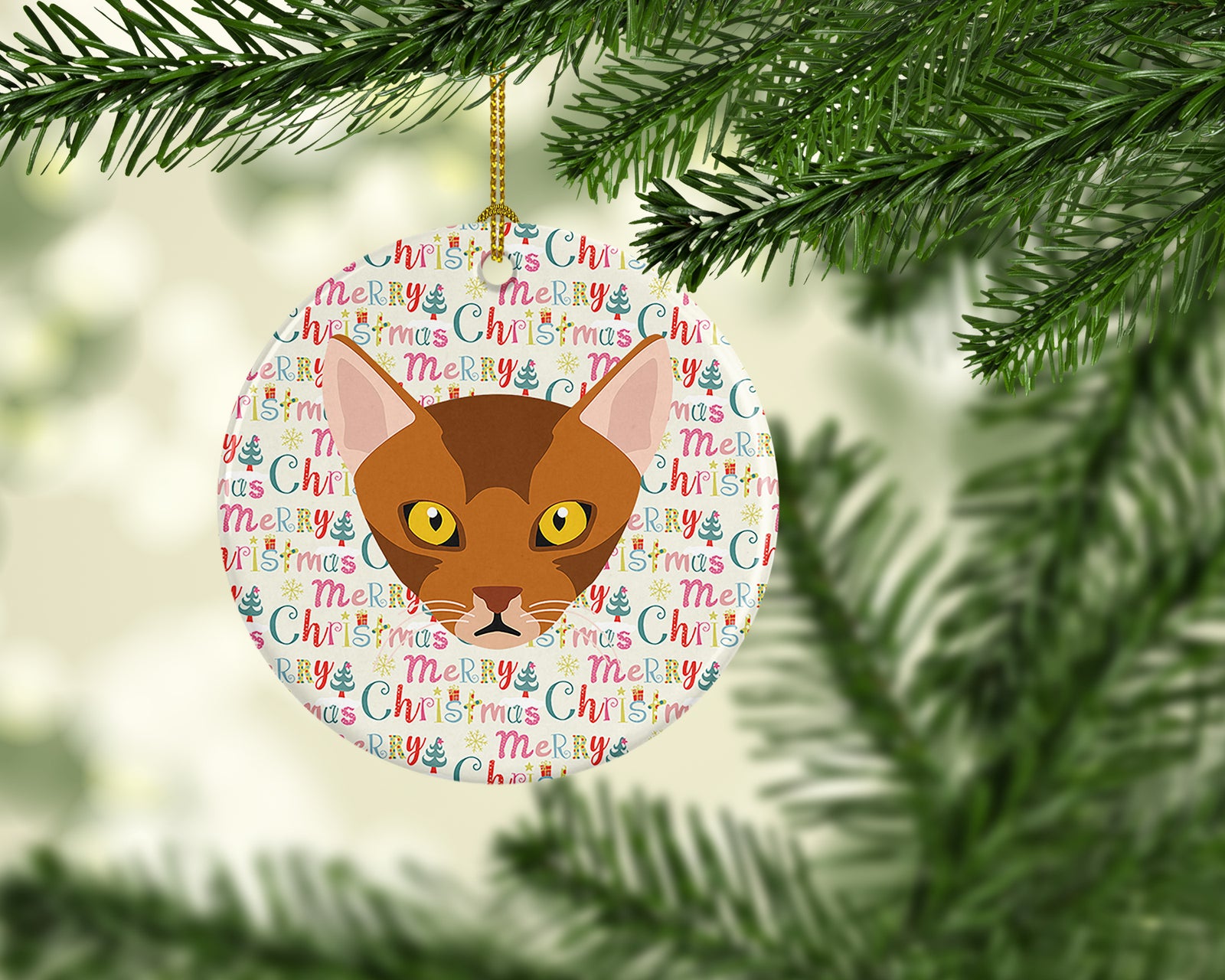 Caroline's Treasures Abyssinian Cat Christmas Ceramic Ornament