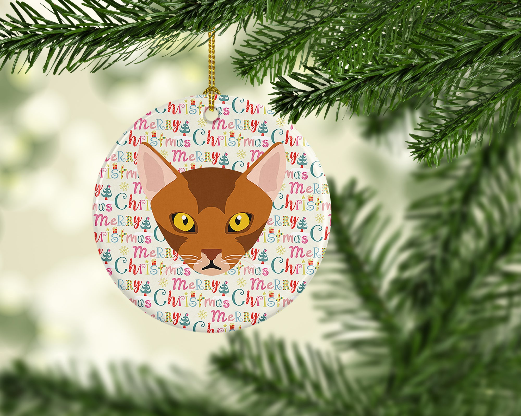 Buy this Abyssinian Cat Christmas Ceramic Ornament