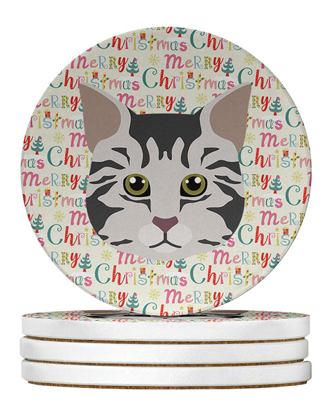 Buy this American Bobtail Cat Christmas Large Sandstone Coasters Pack of 4
