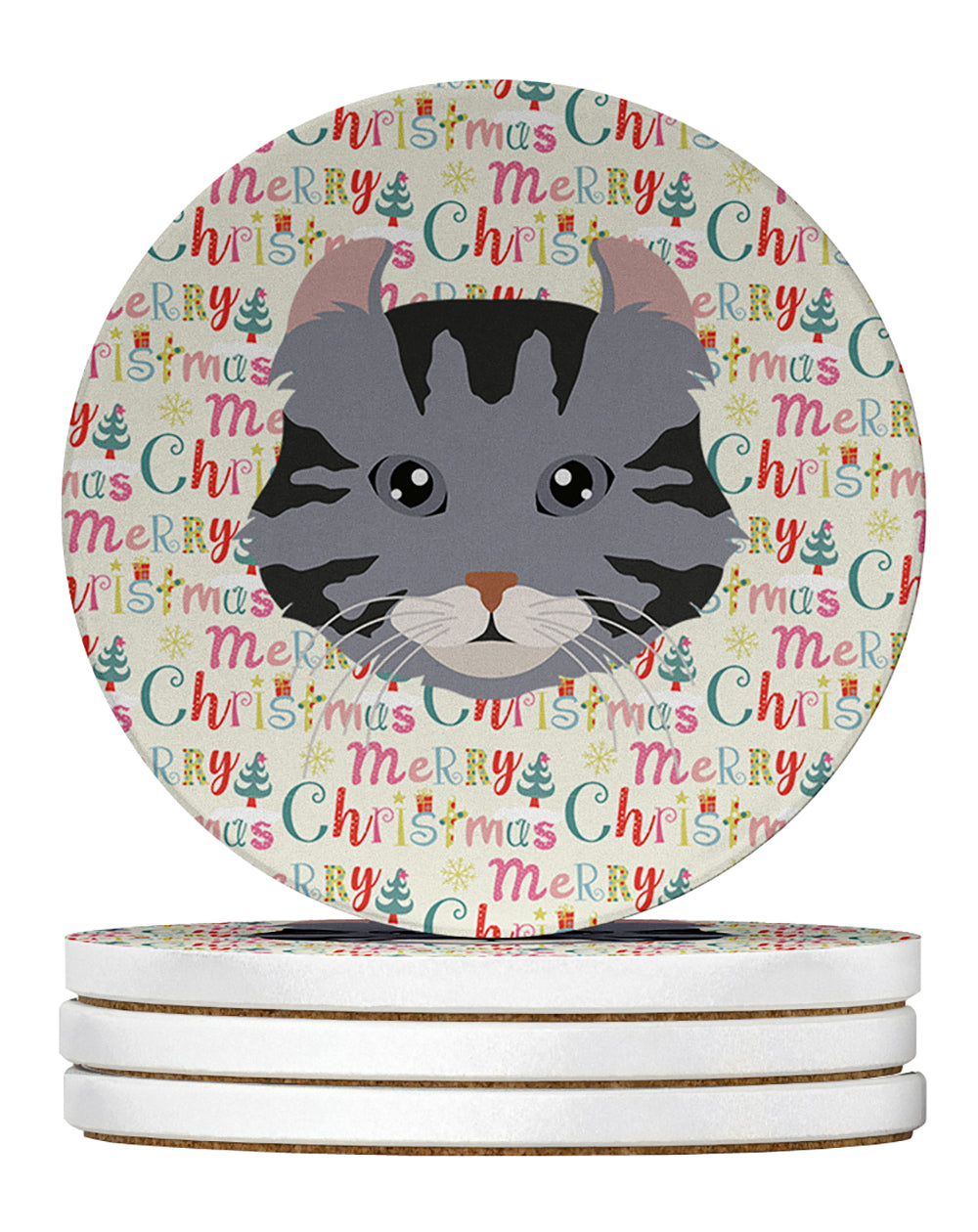Buy this American Curl Cat Christmas Large Sandstone Coasters Pack of 4