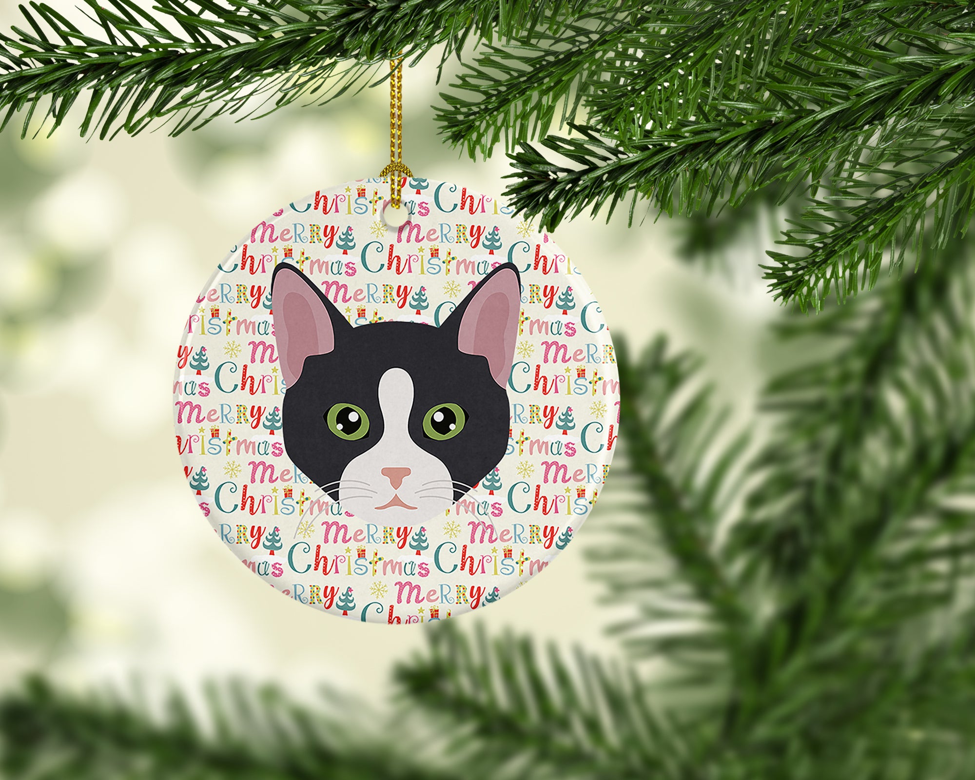 American Polydactyl Cat Christmas Ceramic Ornament - the-store.com