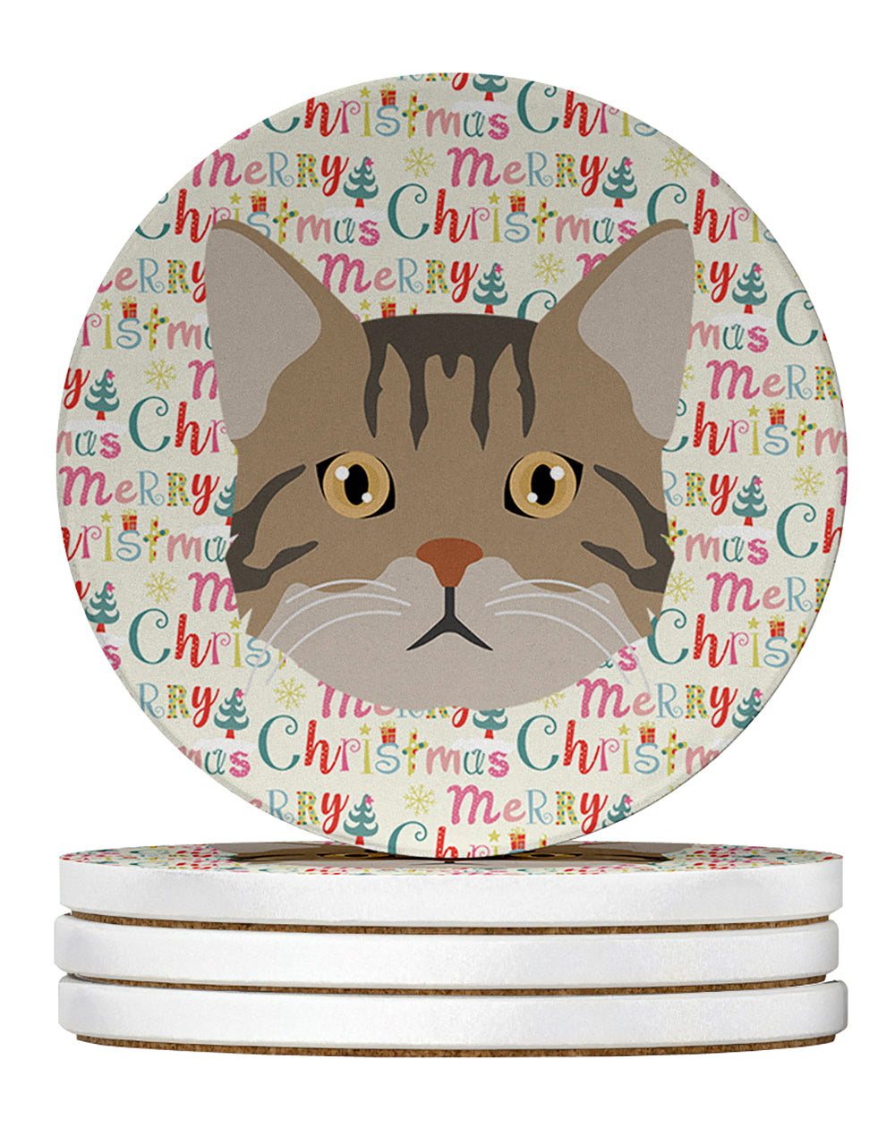 Buy this American Wirehair Cat Christmas Large Sandstone Coasters Pack of 4