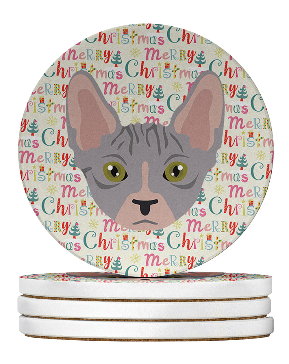 Buy this Bambino Cat Christmas Large Sandstone Coasters Pack of 4