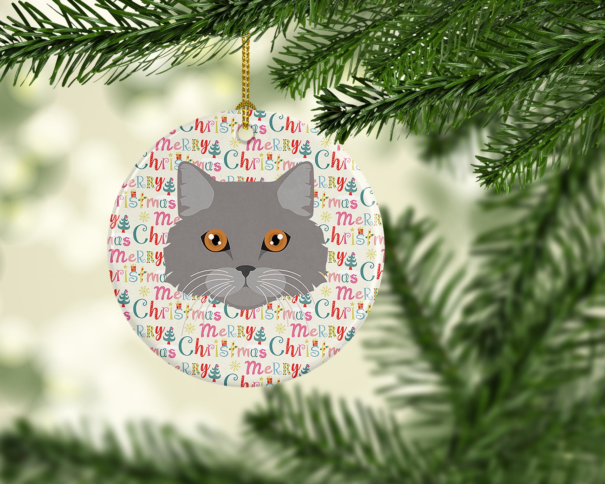Brazilian Longhair Cat Christmas Ceramic Ornament - the-store.com