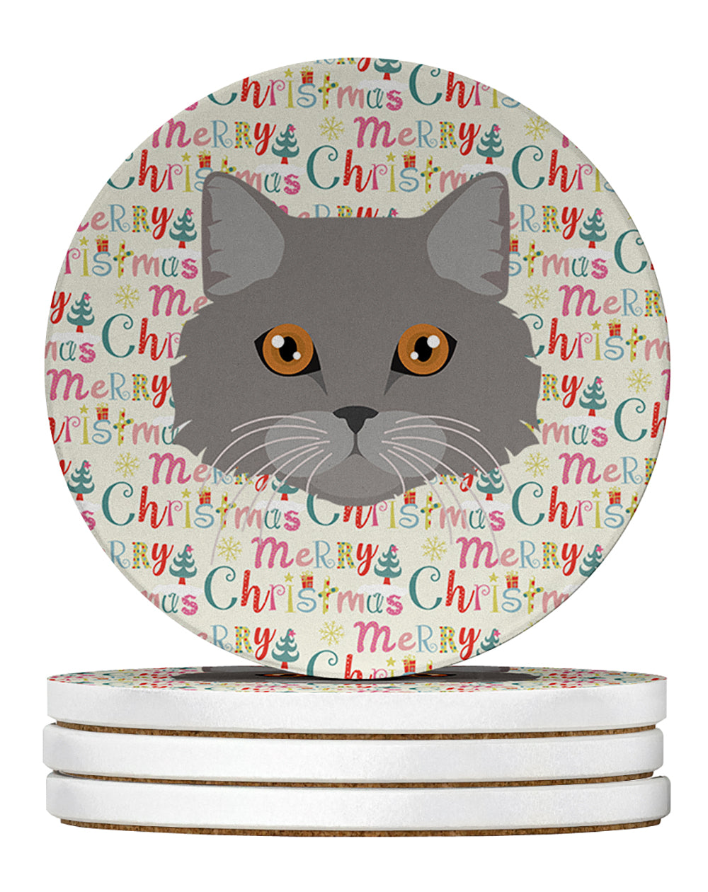 Buy this Brazilian Longhair Cat Christmas Large Sandstone Coasters Pack of 4