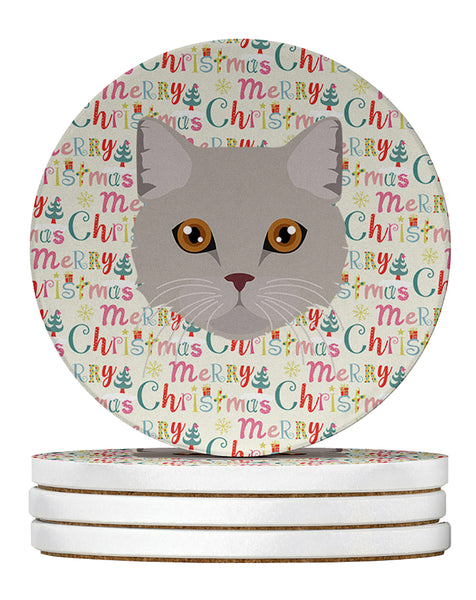 Buy this Brazilian Semi Longhair Cat Christmas Large Sandstone Coasters Pack of 4