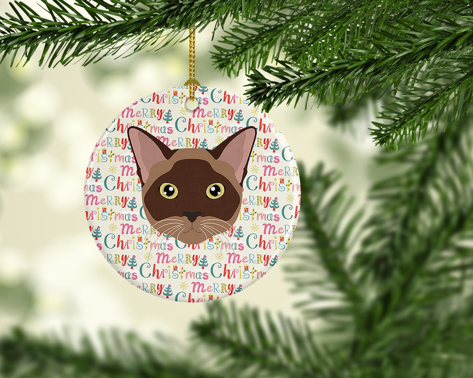 Caroline's Treasures Burmese Cat Christmas Ceramic Ornament