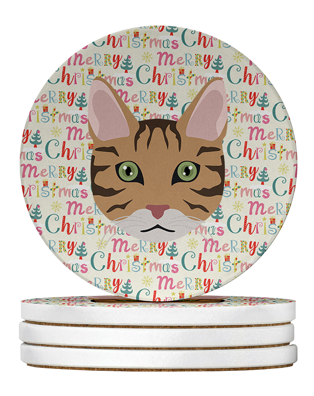 Buy this California Spangled Cat Christmas Large Sandstone Coasters Pack of 4
