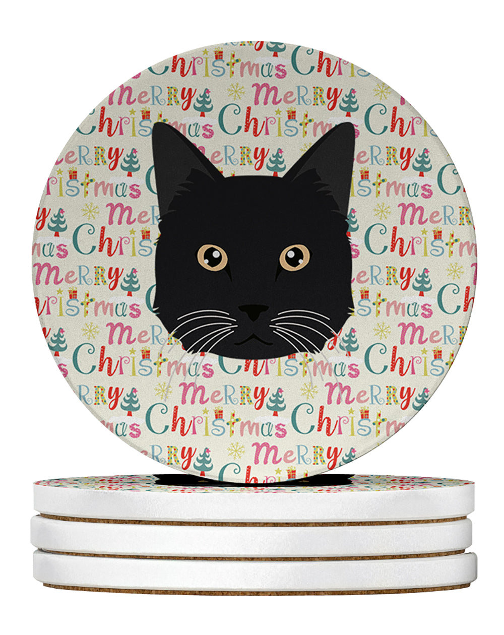 Buy this Chantilly Tiffany Cat Christmas Large Sandstone Coasters Pack of 4