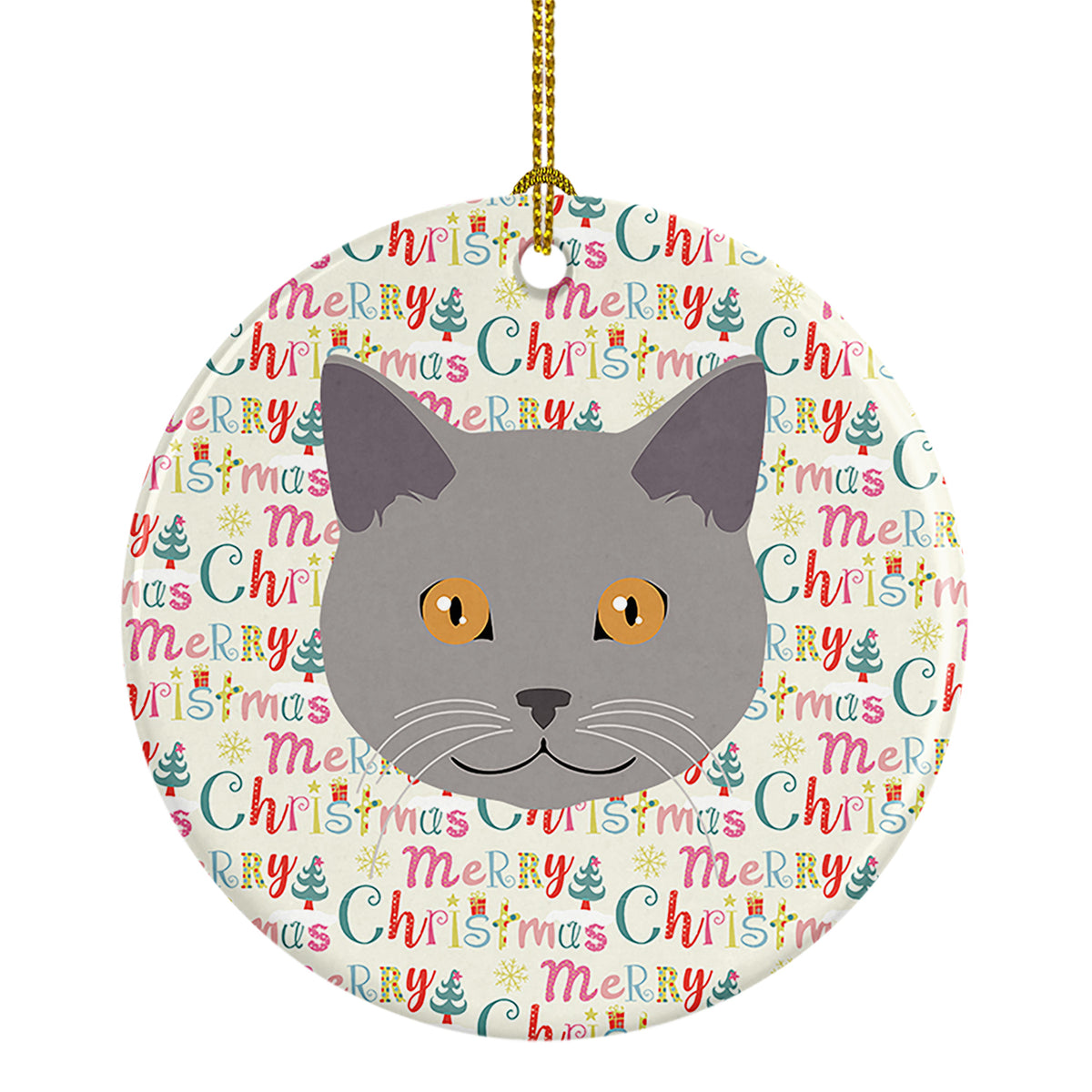 Buy this Chartreux Cat Christmas Ceramic Ornament