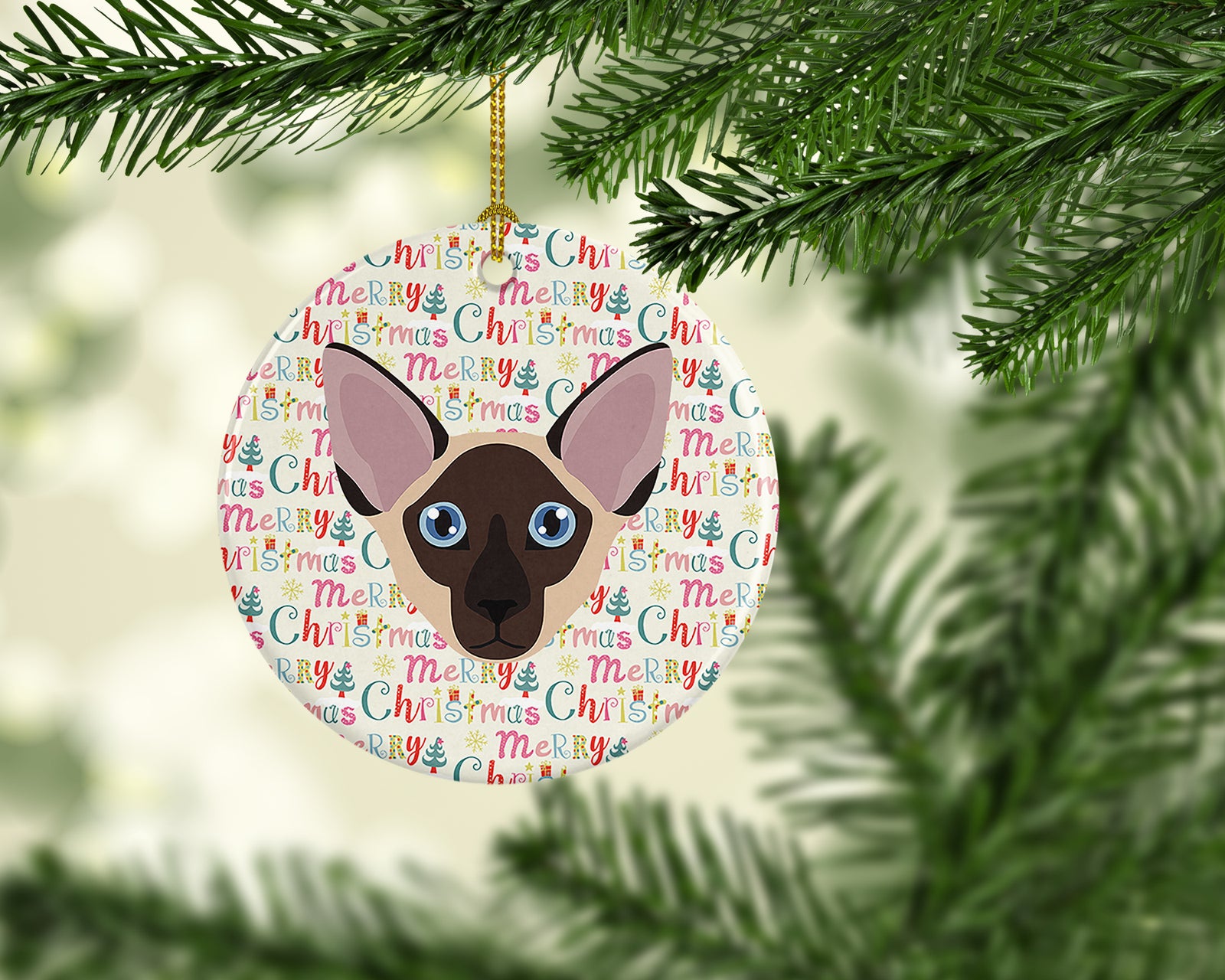 Caroline's Treasures Colorpoint Shorthair Cat Christmas Ceramic Ornament