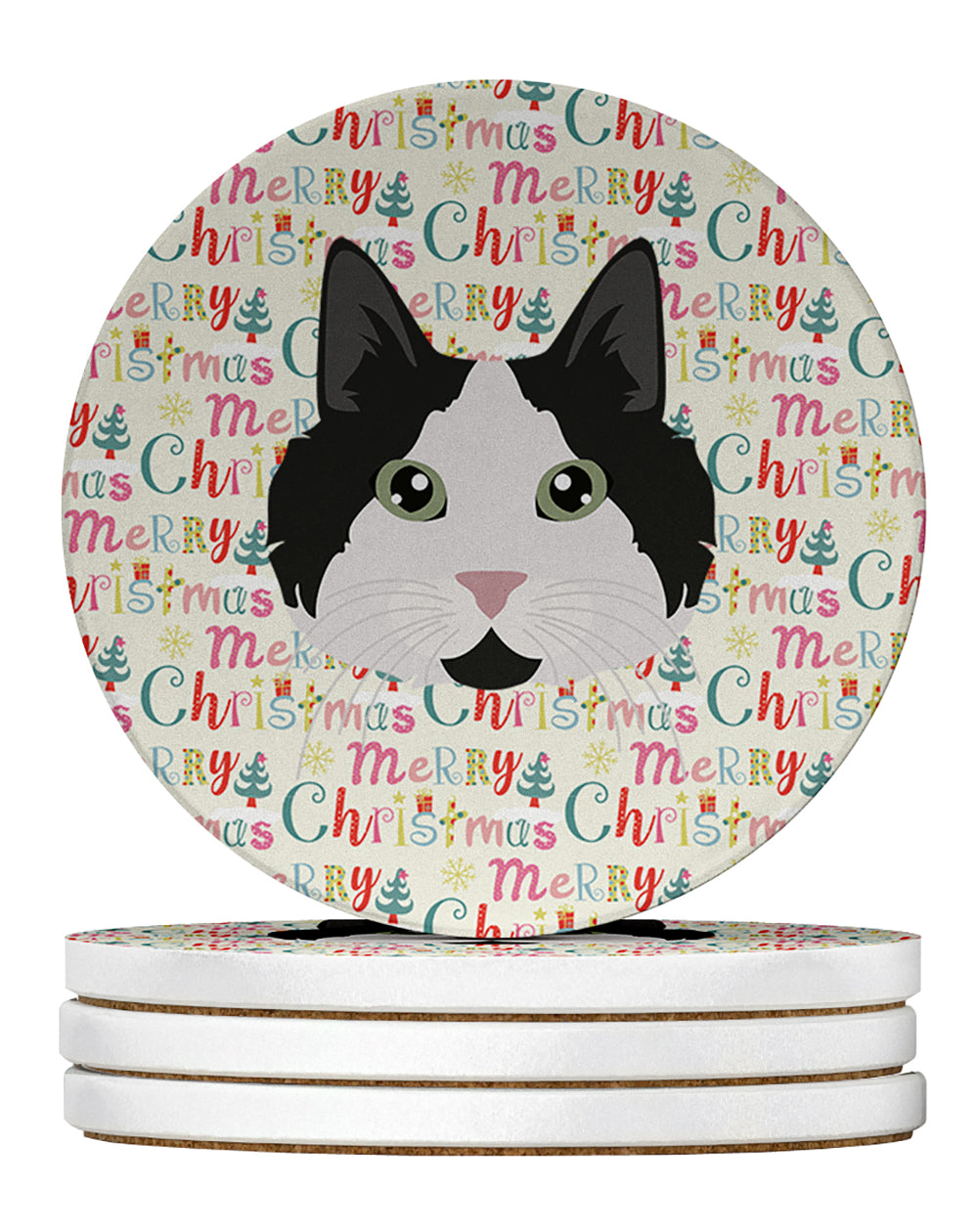 Buy this Cymric Cat Christmas Large Sandstone Coasters Pack of 4