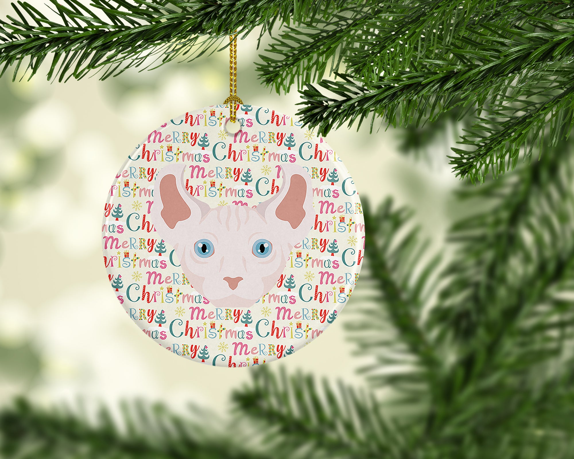 Dwelf Cat Christmas Ceramic Ornament - the-store.com