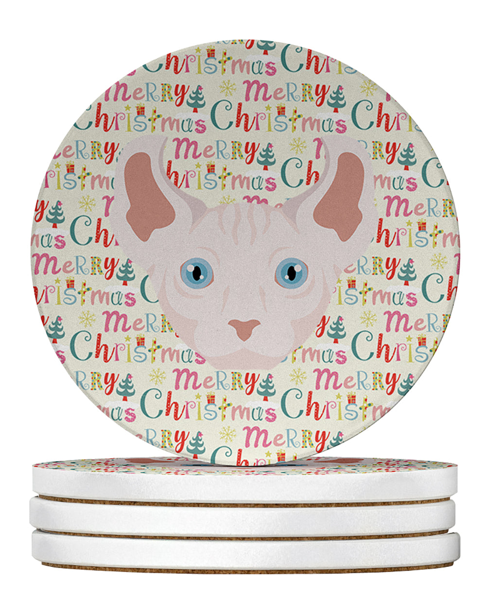 Buy this Dwelf Cat Christmas Large Sandstone Coasters Pack of 4