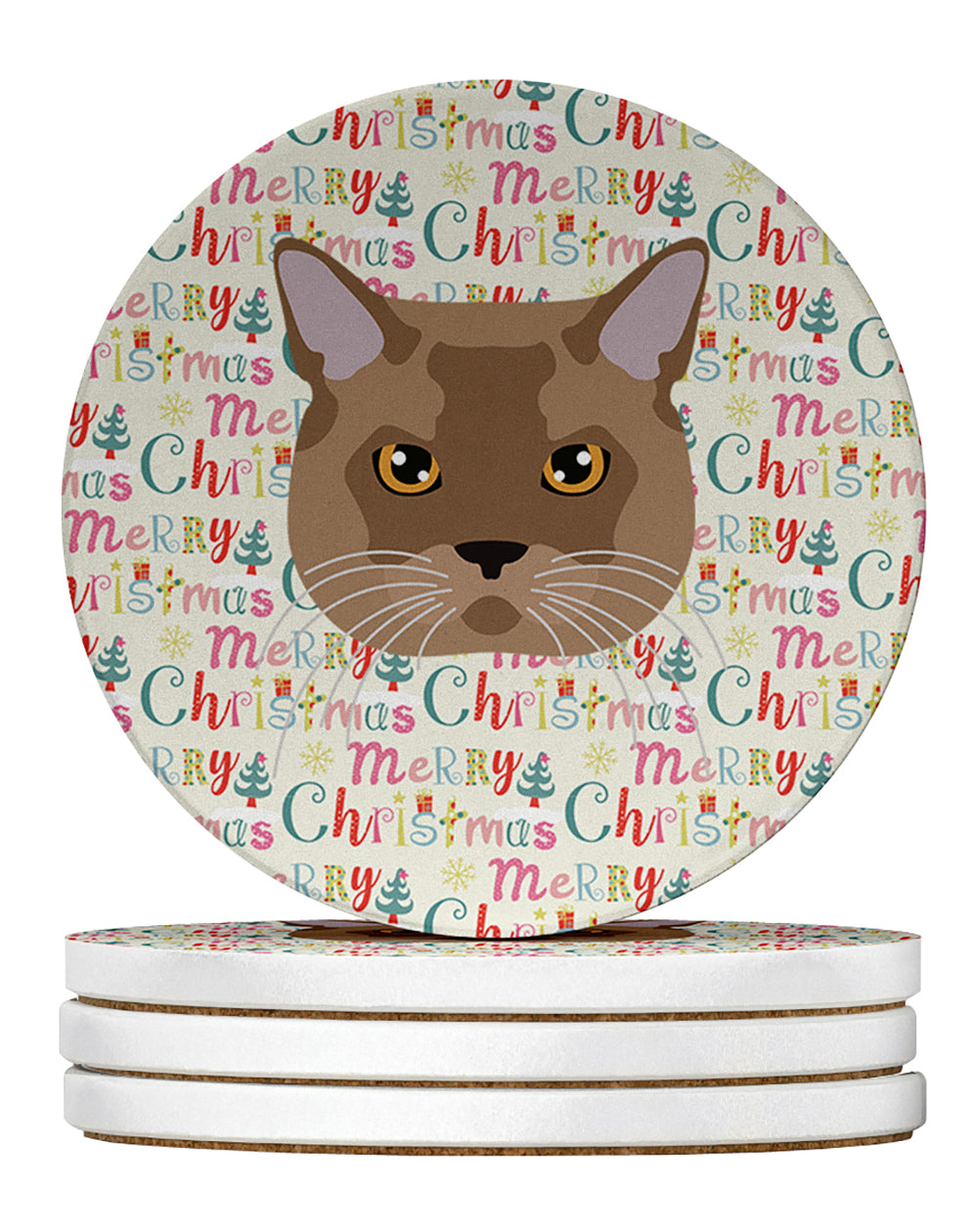 Buy this European Burmese Cat Christmas Large Sandstone Coasters Pack of 4