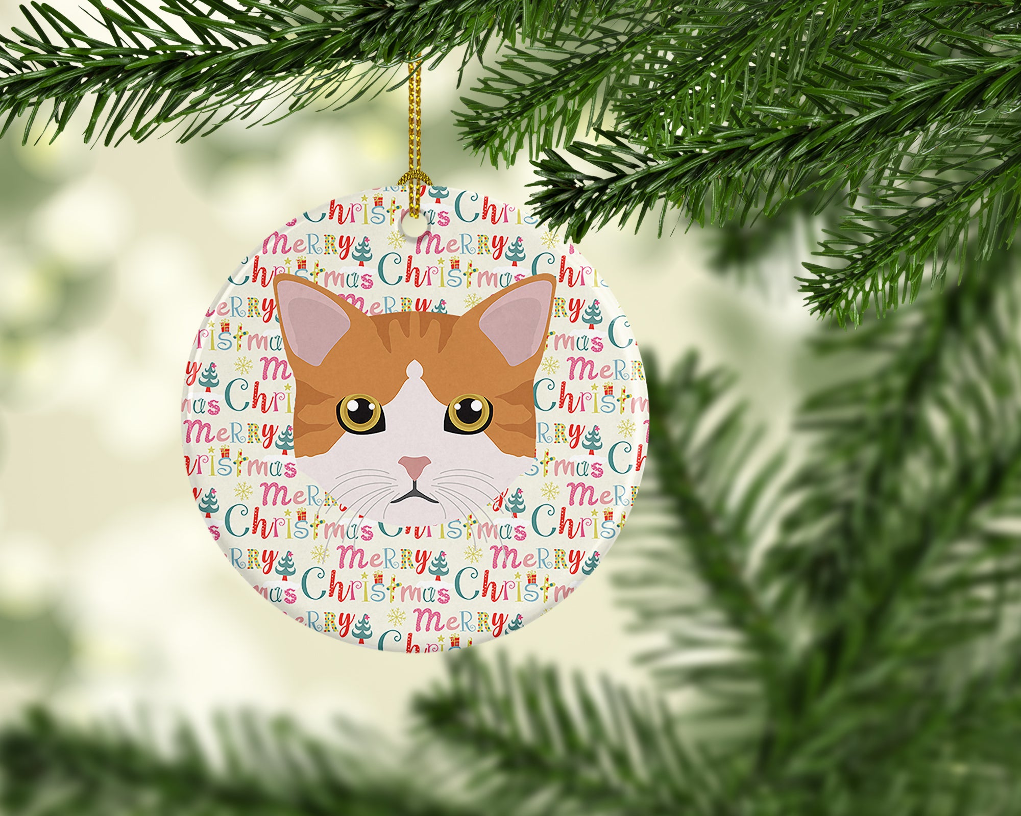 European Shorthair Cat Christmas Ceramic Ornament - the-store.com