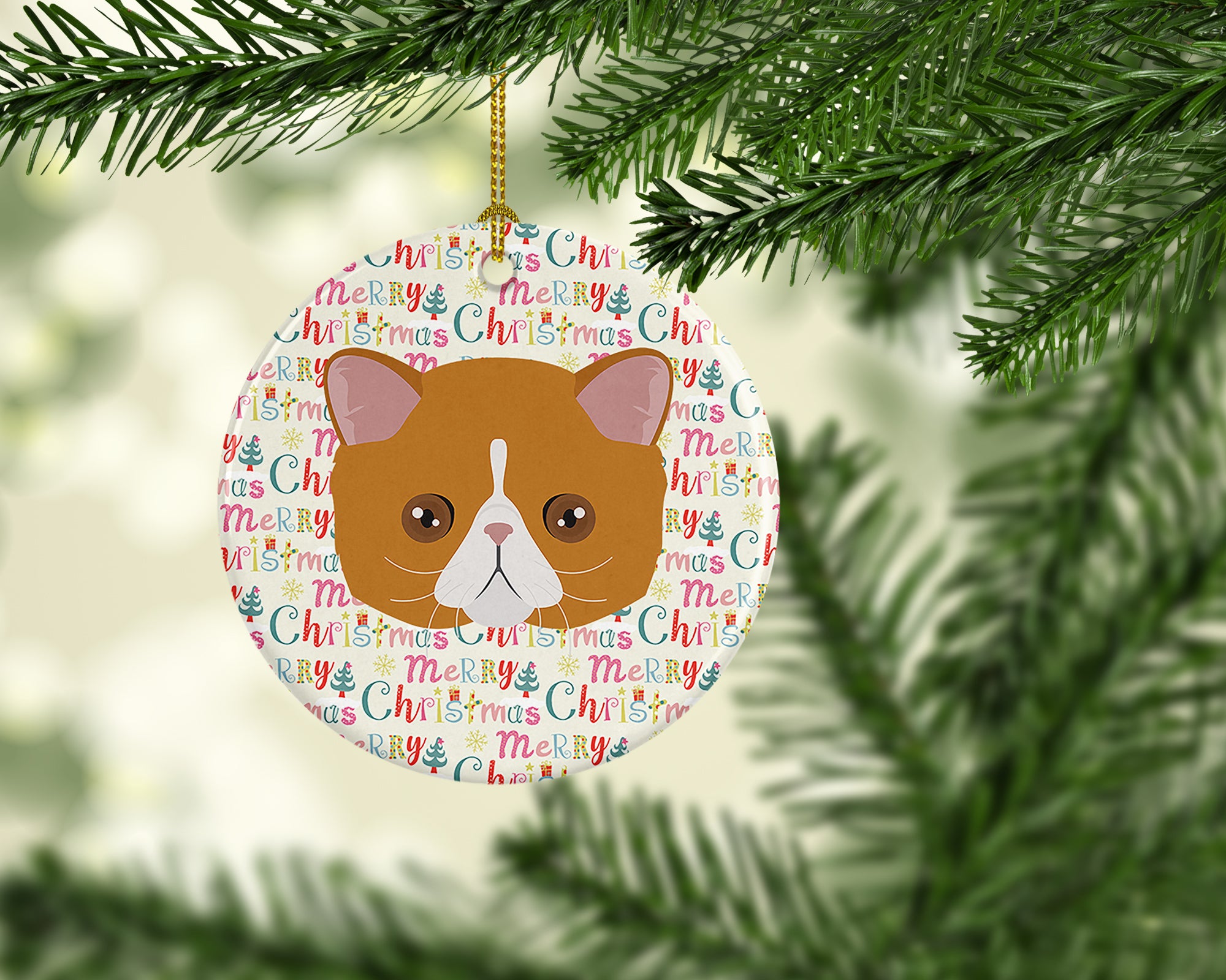 Buy this Exotic Shorthair Cat Christmas Ceramic Ornament