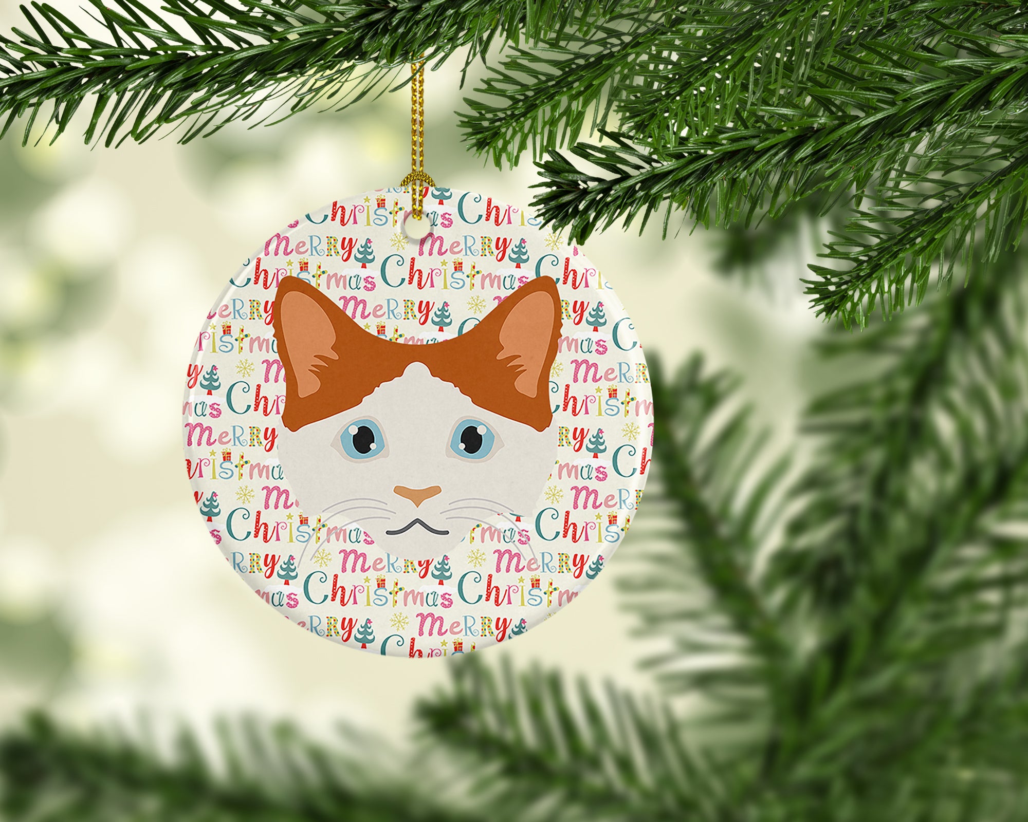 La Perm Cat Christmas Ceramic Ornament - the-store.com
