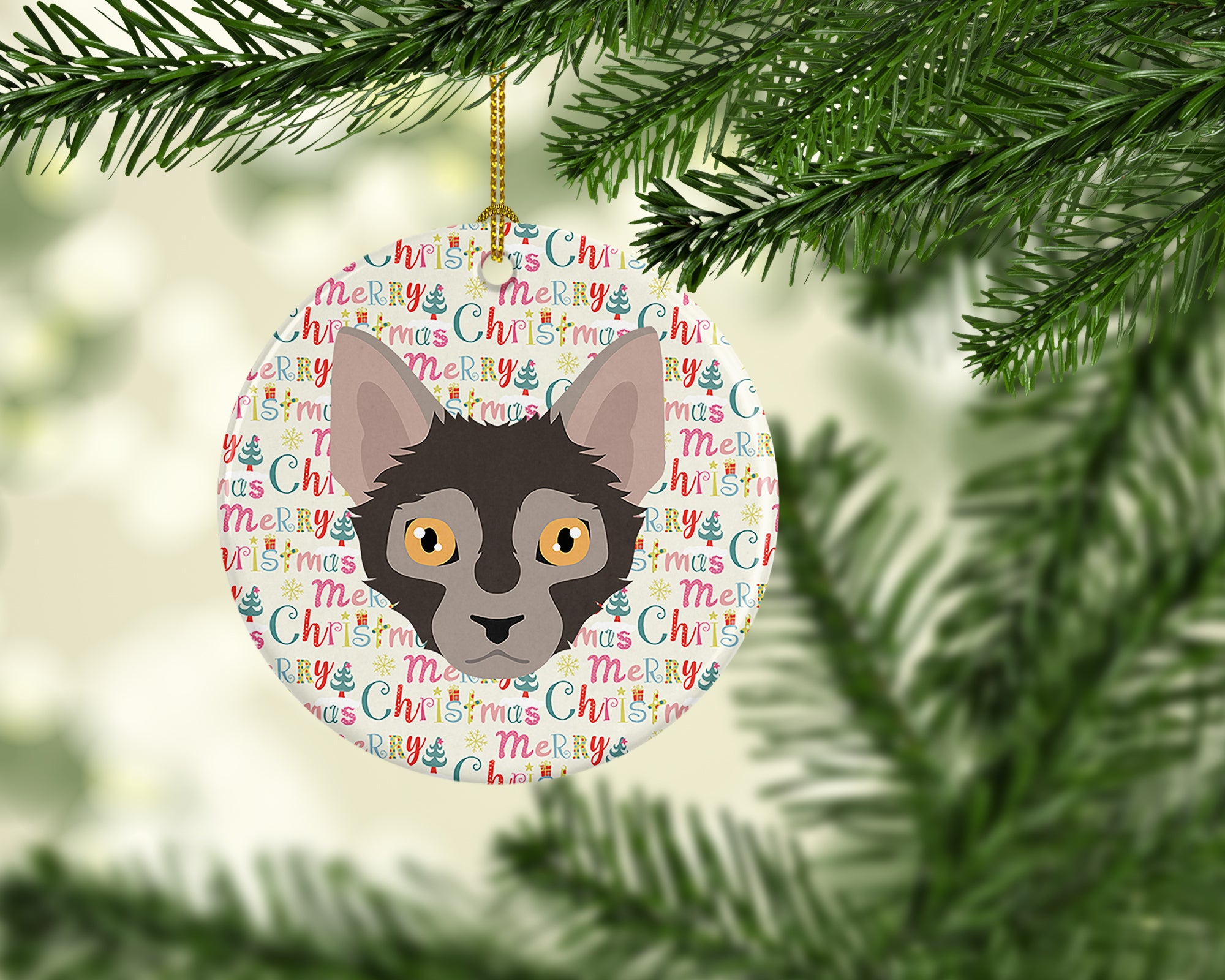 Lykoi Cat Christmas Ceramic Ornament - the-store.com