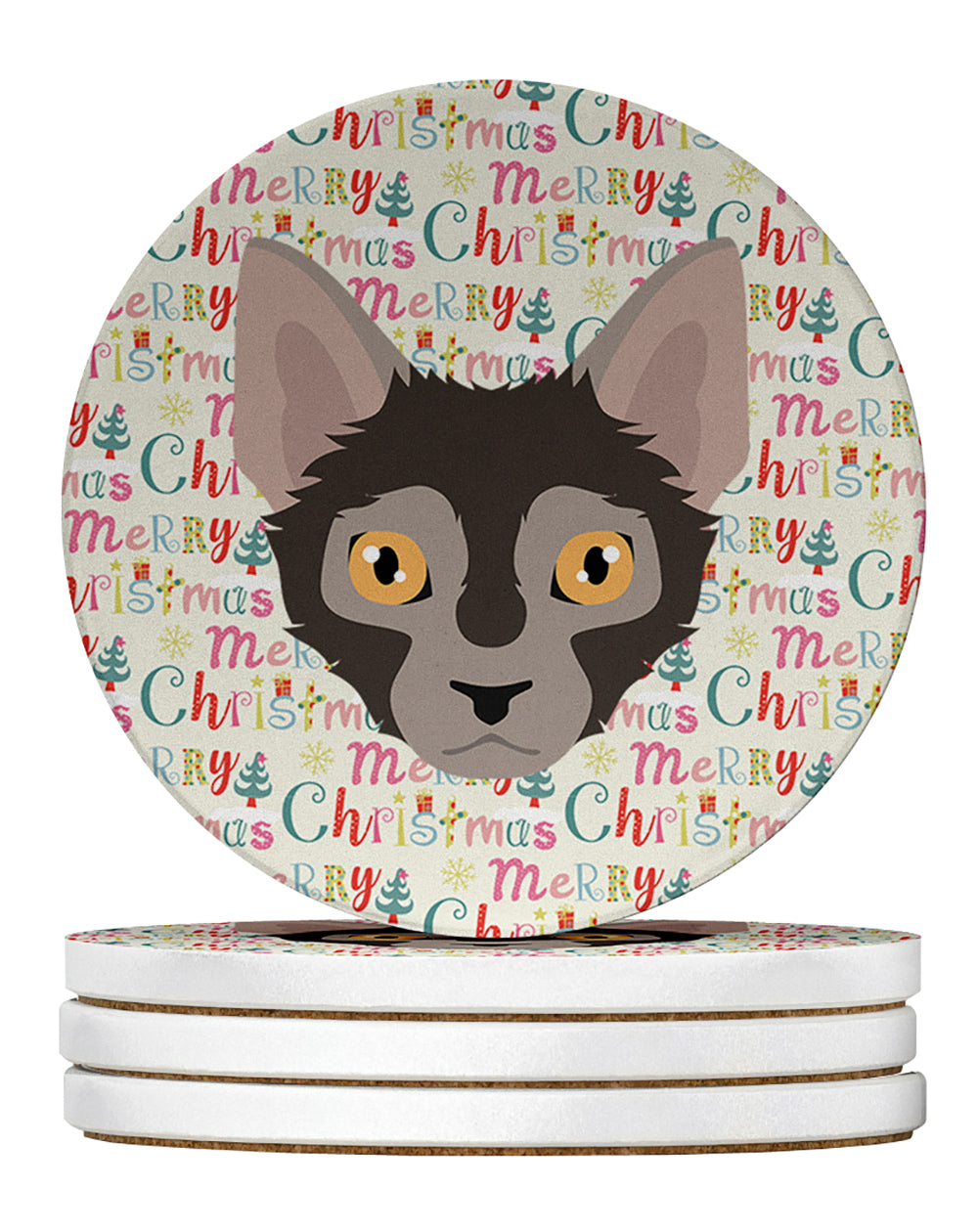 Buy this Lykoi Cat Christmas Large Sandstone Coasters Pack of 4