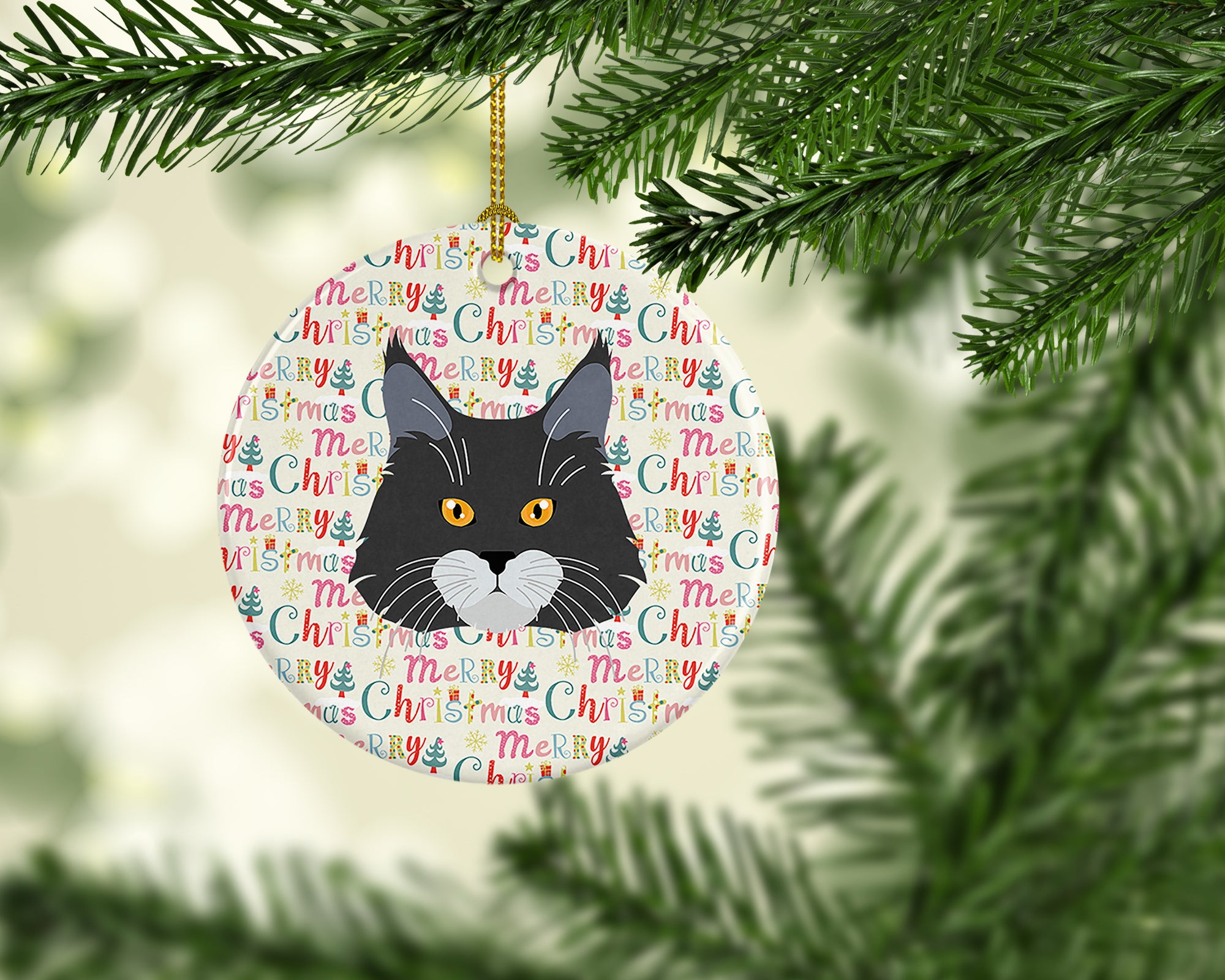 Maine Coon Cat Christmas Ceramic Ornament - the-store.com