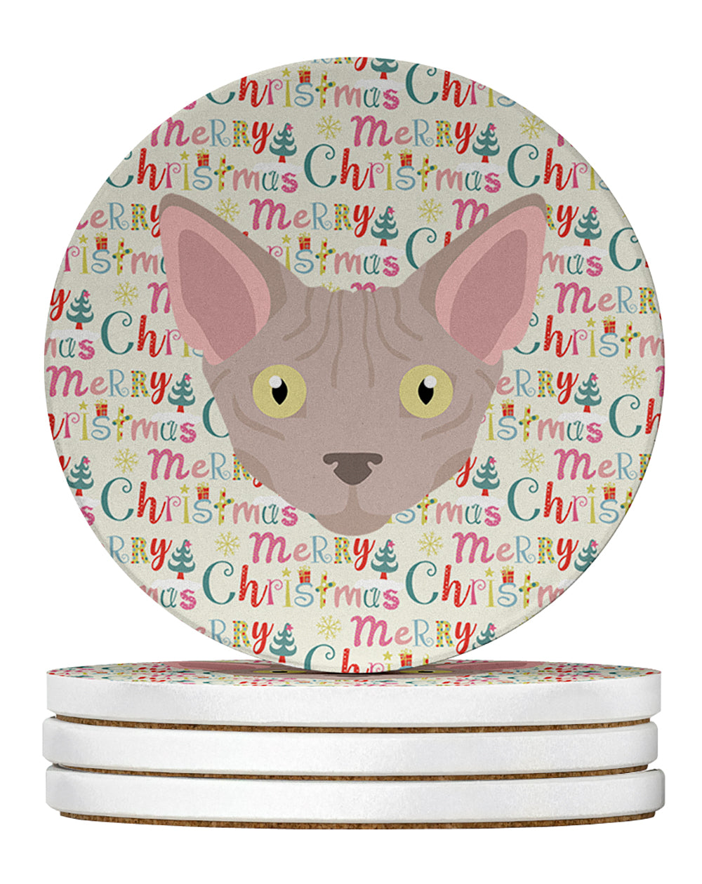 Buy this Minskin Cat Christmas Large Sandstone Coasters Pack of 4