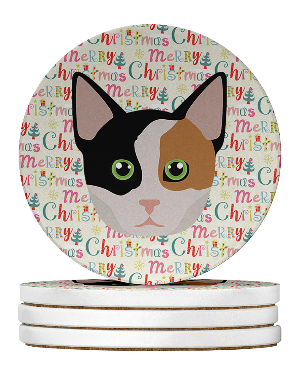 Buy this Munchkin Cat Christmas Large Sandstone Coasters Pack of 4