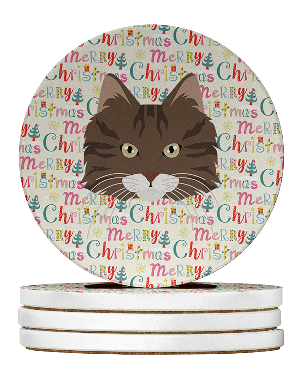 Buy this Norwegian Forest Cat Christmas Large Sandstone Coasters Pack of 4