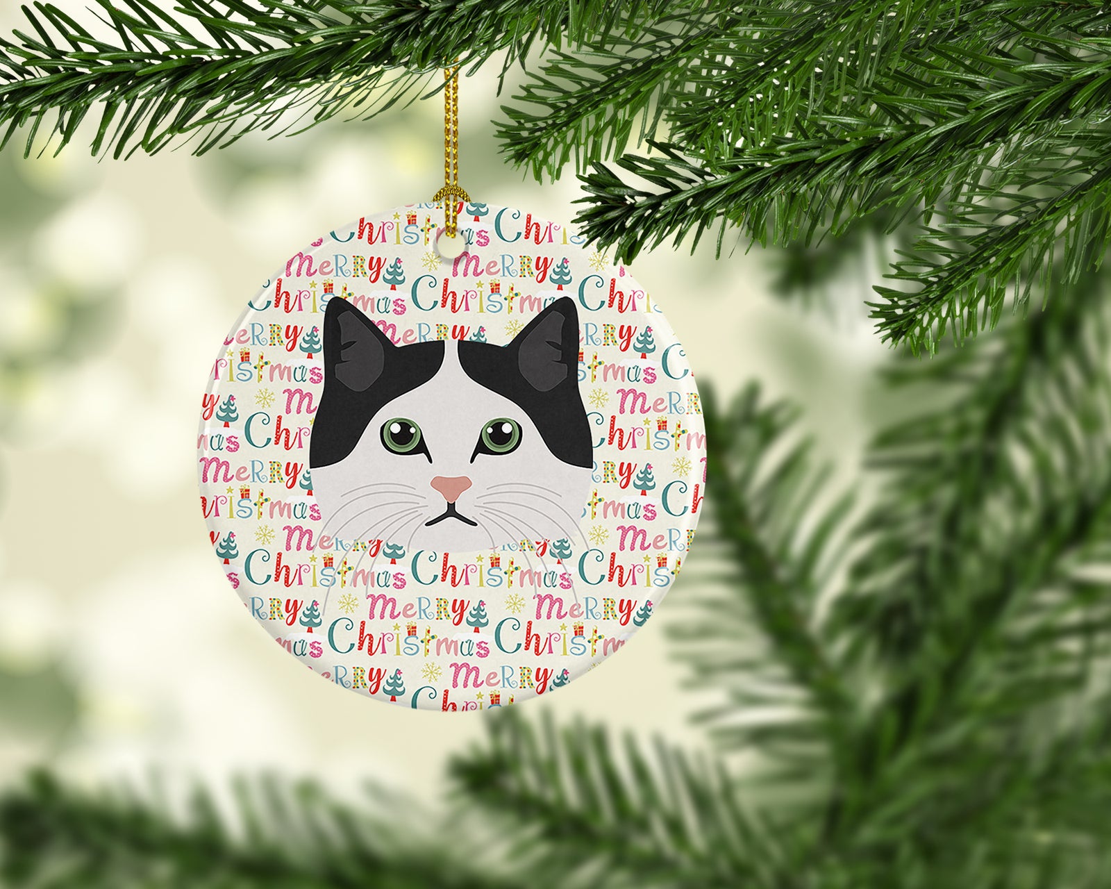 Caroline's Treasures Ragamuffin Cat Christmas Ceramic Ornament