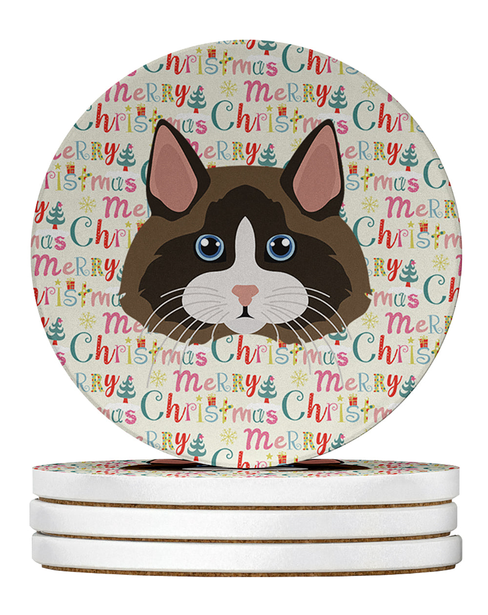 Buy this Ragdoll Cat Christmas Large Sandstone Coasters Pack of 4