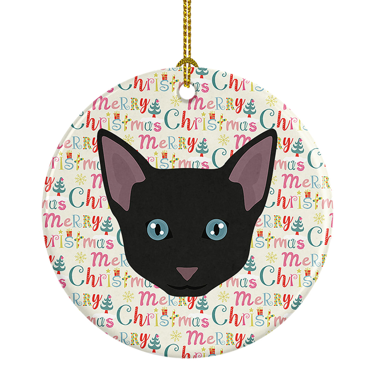 Buy this Russian White Black Cat Christmas Ceramic Ornament