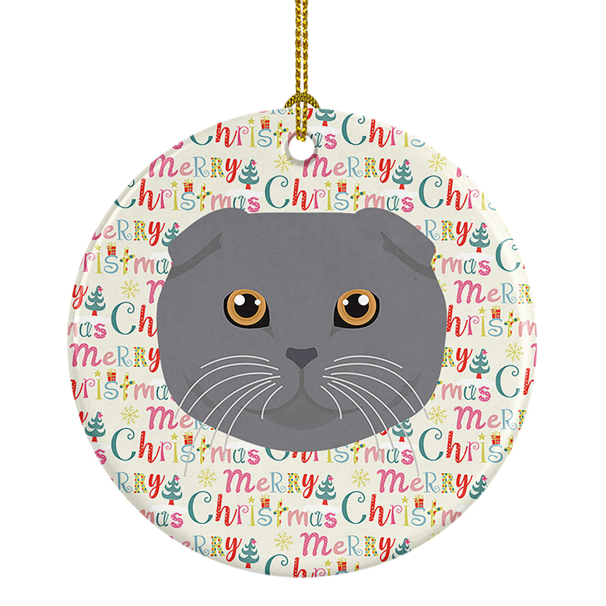 Buy this Scottish Fold Cat Christmas Ceramic Ornament