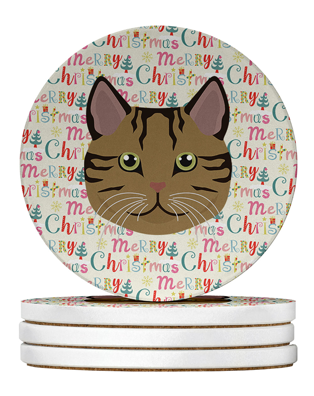 Buy this Scottish Straight Cat Christmas Large Sandstone Coasters Pack of 4