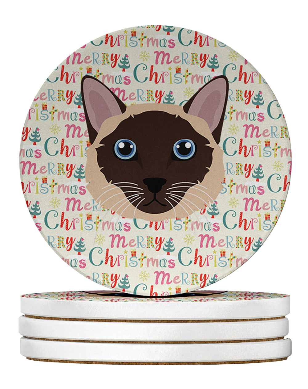 Buy this Siamese Traditional Cat Christmas Large Sandstone Coasters Pack of 4