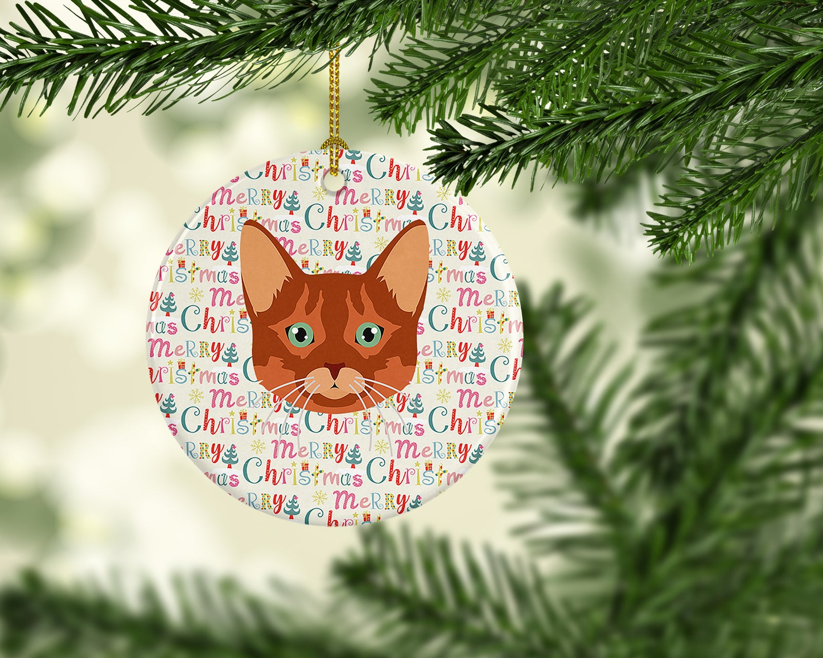 Caroline's Treasures Somali Cat Christmas Ceramic Ornament