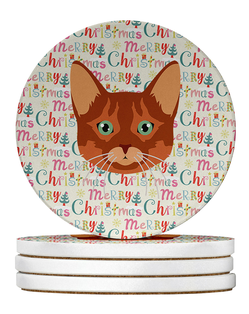 Buy this Somali Cat Christmas Large Sandstone Coasters Pack of 4
