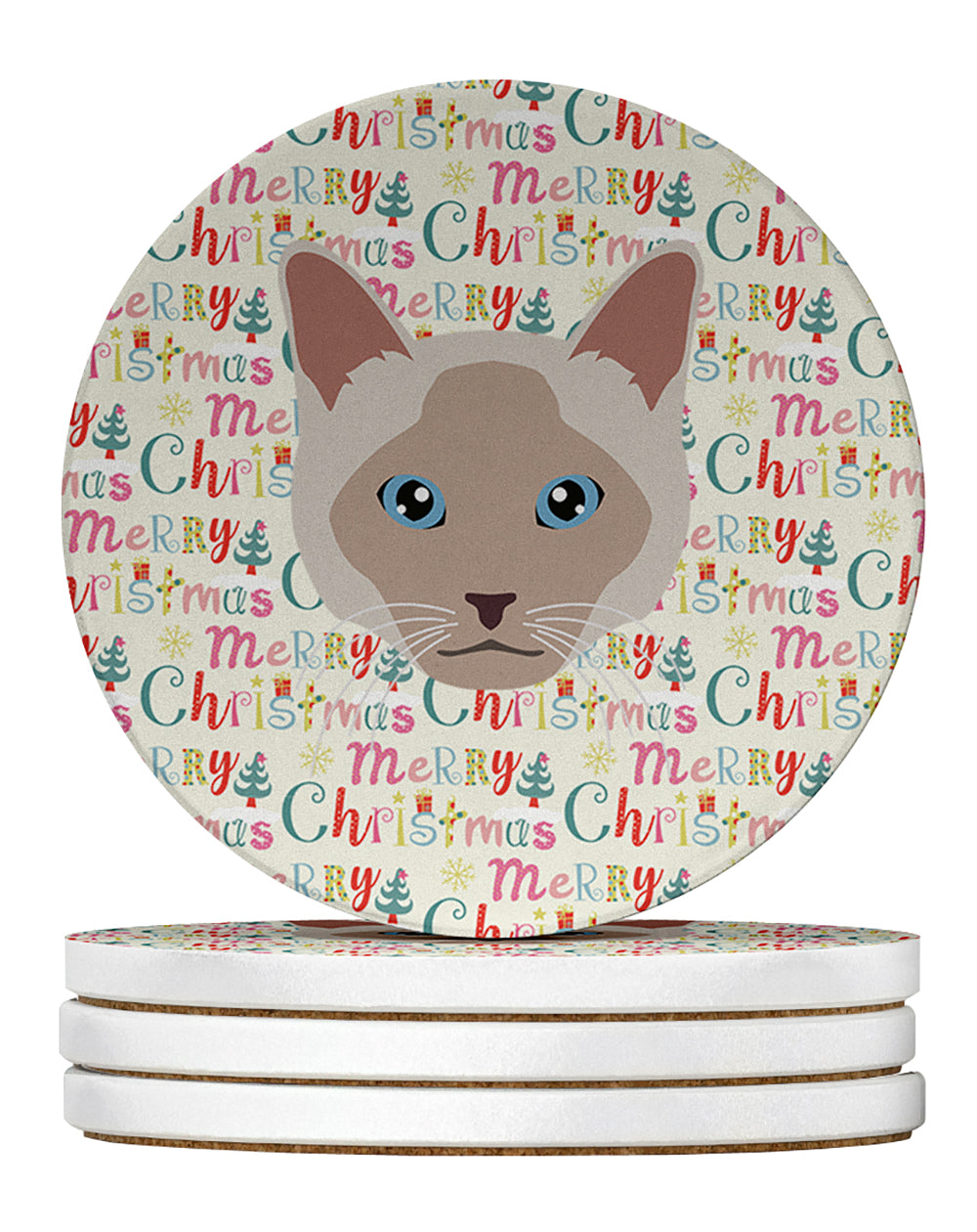 Buy this Thai lilac Cat Christmas Large Sandstone Coasters Pack of 4